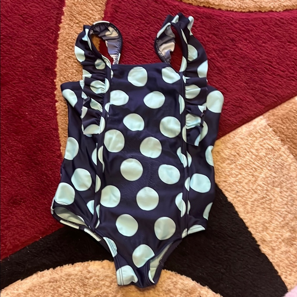 Cat & Jack Navy Polka Dot Kids Swim One Piece Size S 6/6X